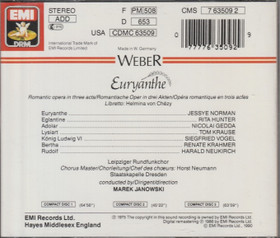Weber / Norman /Hunter /Gedda /Krause / Janowski: Euryanthe 3CD (Käyt)