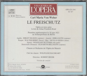 Weber / Nilsson /Koth /Berry / Gedda / Baumgart: Le Freischutz CD Käyt