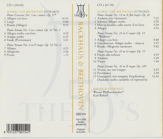 Beethoven / Backhaus: Piano Conserto No. 3 & Sonatas 2CD (Käyt)
