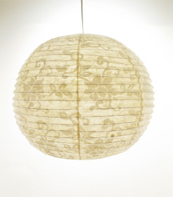 Lokta-pallo 44 cm, luonnonvalkoinen, valkea kukkapainatus