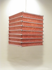 Lokta-kuutio 30x30x40cm, vaaleanpunainen RRS-kukka