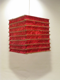 Lokta-kuutio 30x30x40cm, pinkki/t.punainen bambunlehti