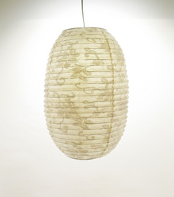 Lokta-ovaali 27x46cm, luonnonvalkoinen, valkea kukkapainatus