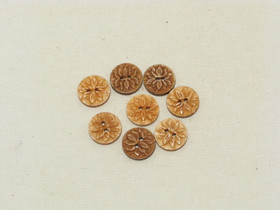 Puhvelinluunappi, lootuskuvio, hennavärjätty