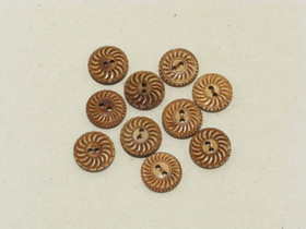 Puhvelinluunappi, hyrräkuvio, hennavärjätty