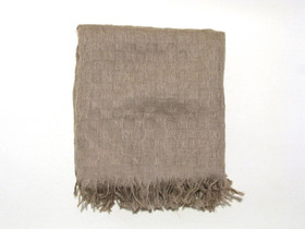 Mongolian Cashmere stole, woven pattern, natural brown