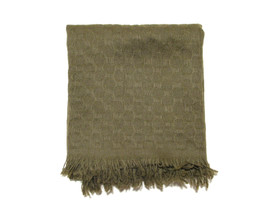 Mongolian Cashmere stole, woven pattern, green olive
