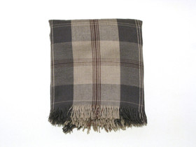 Mongolian Cashmere stole, checkered pattern, brown