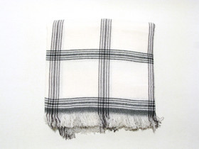 Mongolian Cashmere stoole, checkered pattern, white