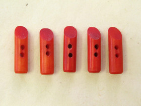 Puhvelinluunappi, pitkula, 32mm, punainen