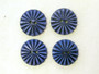 Puhvelinluunappi, pyöreä, sädekuvio, 25mm, sininen