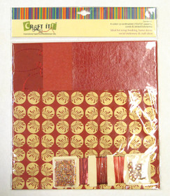 Craft It -paperisetti ja koristeita, 30x30cm punainen
