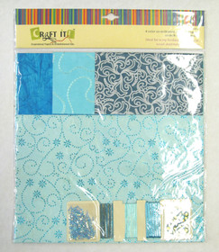 Craft It -paperisetti ja koristeita, 30x30cm turkoosi