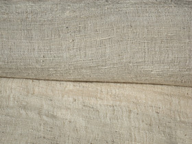 Handwoven hemp in silk warp