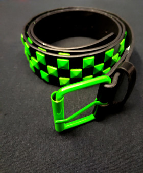 Pyramid belt for metal and goth ladies, neon green black