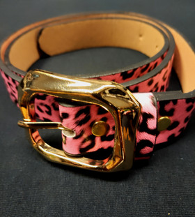 Pink leopard belt for women