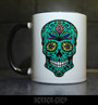 Sugarskull mug with green skull