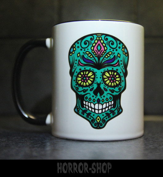 Sugarskull mug with green skull