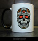 Sugarskull mug with white skull with rose