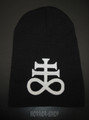 Leviathan cross beanie, black with white embroydery