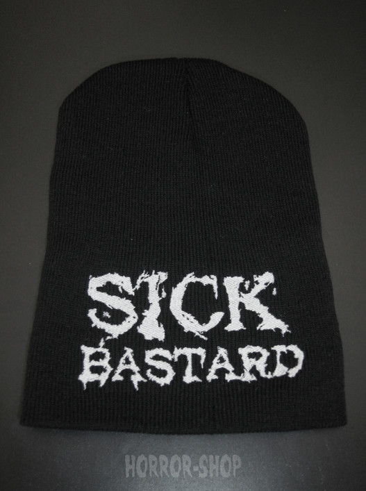 Sick bastard beanie, black with white embroydery