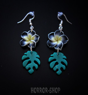 Tiki orkidea korvakorut, mustat/pari