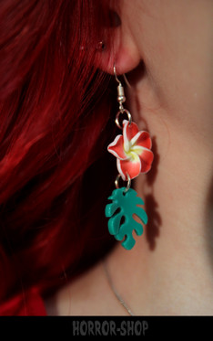 Tiki orkidea korvakorut, punainen/pari