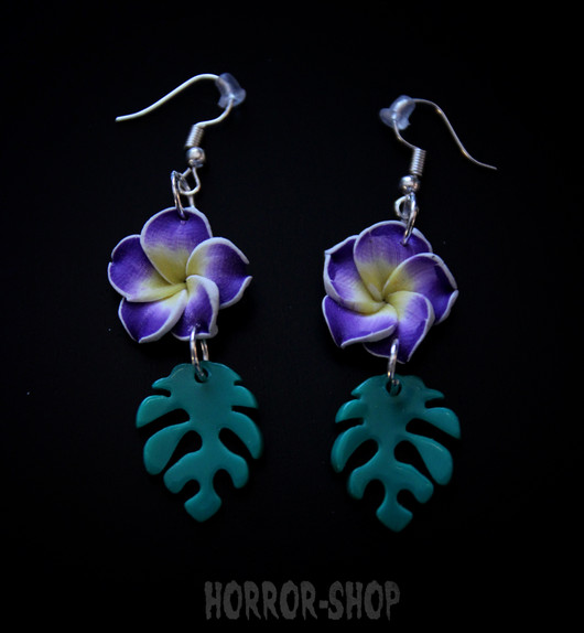Tiki orchid earrings, lila/pair