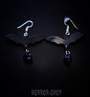 Gothic bat with black skull earrrings
