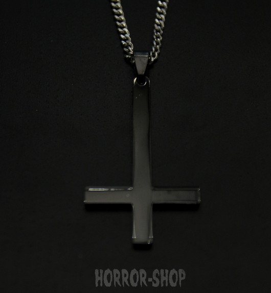 Black inverted cross (silver color chain)