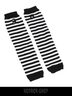 Black and white striped fingerless long wristband