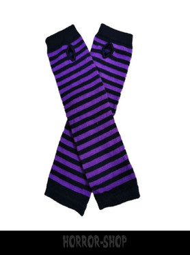 Black and purple striped fingerless long wristband