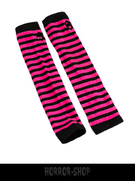 Black and rosered striped fingerless long wristband