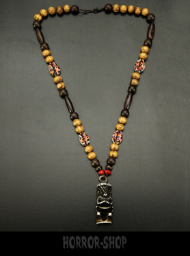 Tiki statue necklace, brown 
