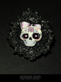 Sugarskull brooch, black, pink hairdecoration (3)