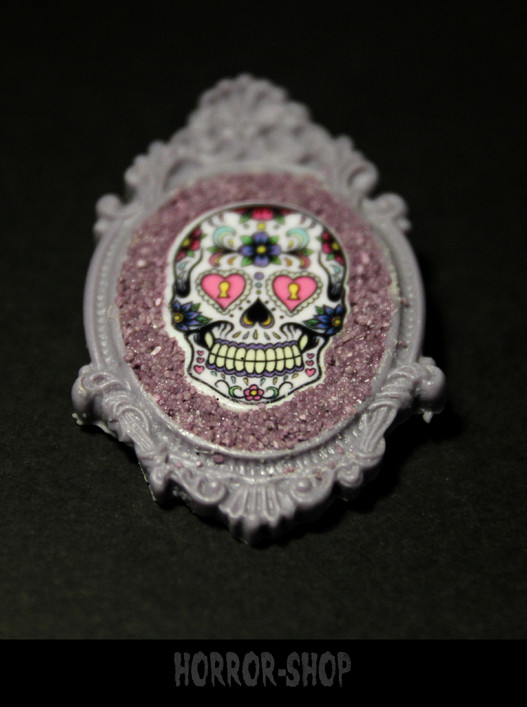 Sugarskull brooch, lila (6)