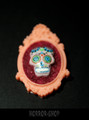 Sugarskull brooch,  Salmon red (9)