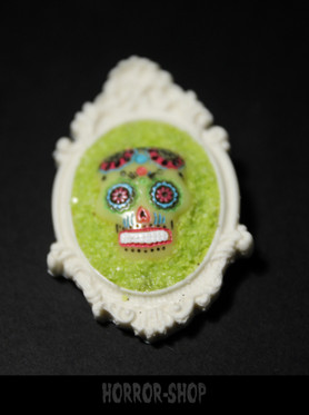 Sugarskull brooch,  White and lemon (10)