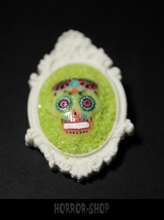 Sugarskull brooch,  White and lemon (10)