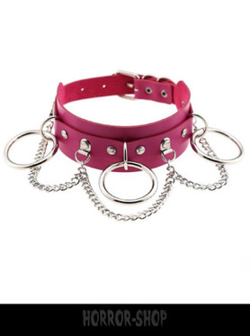 Rose red choker with ring