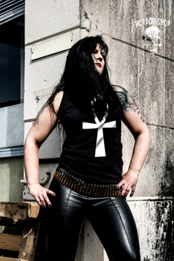 Ankh - T-shirt, white print, LadyFit and spaghetti strap and Tanktop