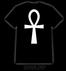 Ankh - T-shirt, white print, LadyFit and spaghetti strap and Tanktop