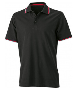 Red and white polo, black
