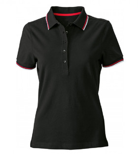 Red and white polo, black