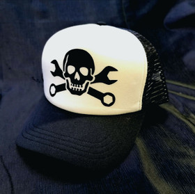 Wrecker - black and white trucker cap