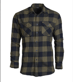 Black-and-olive flannel shirt