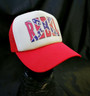 Rebel Boogie trucker cap red-and-white