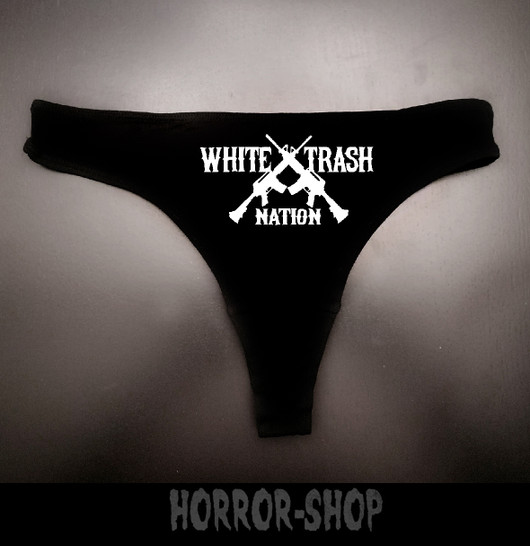 White trash nation strings with white print