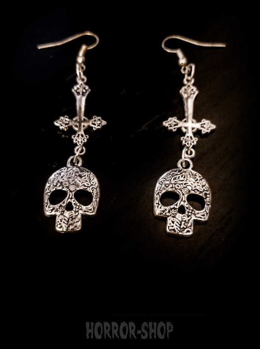 Cross and skull - earrings