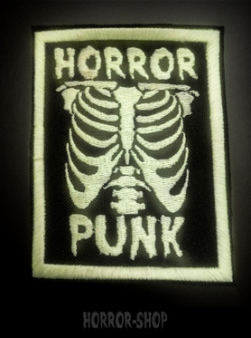 Horror punk skele -kangasmerkki, vihertävä ja fluorisoiva